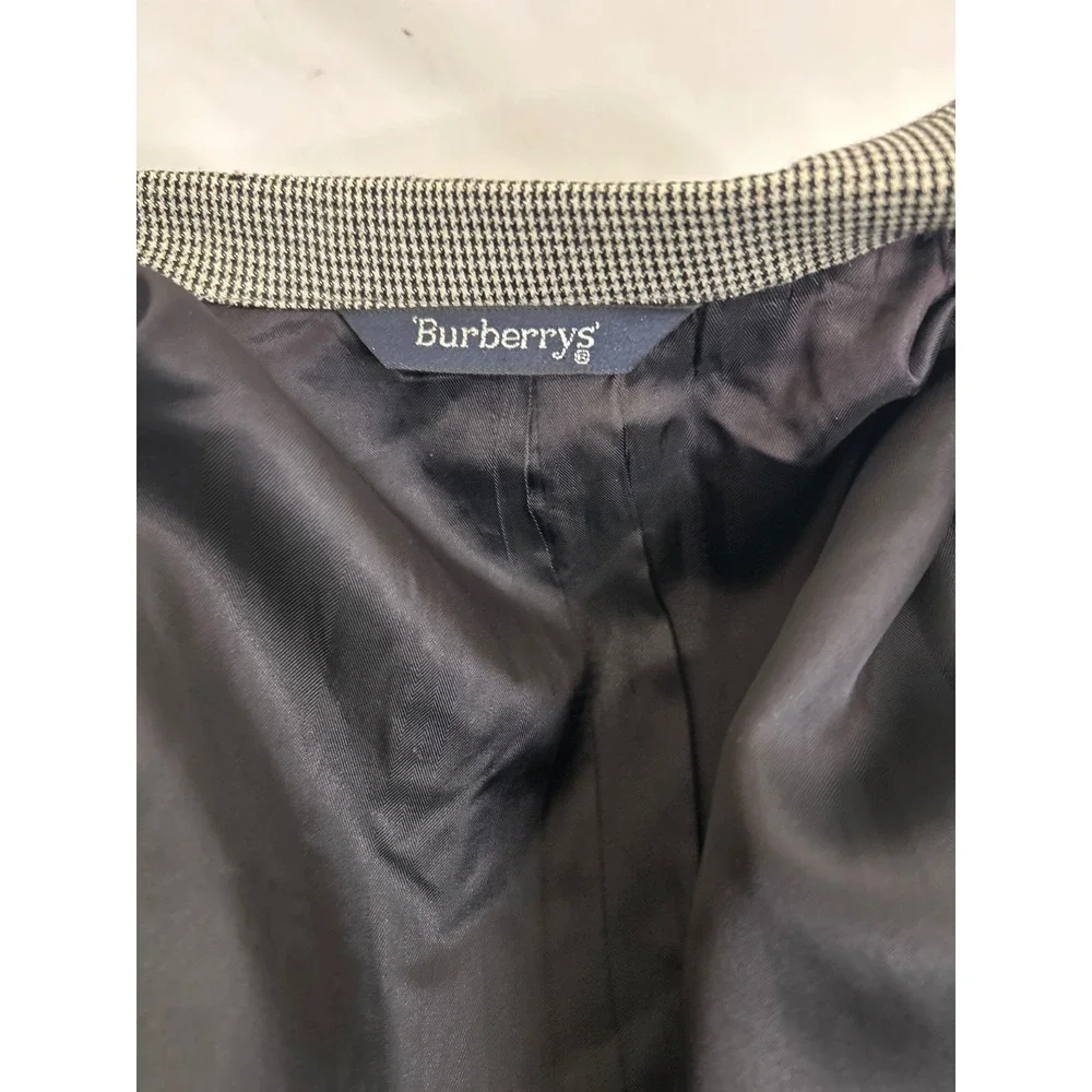 BURBERRYS Black White Houndstooth 6 Button DB Double Closure Wool Sport Coat 42R